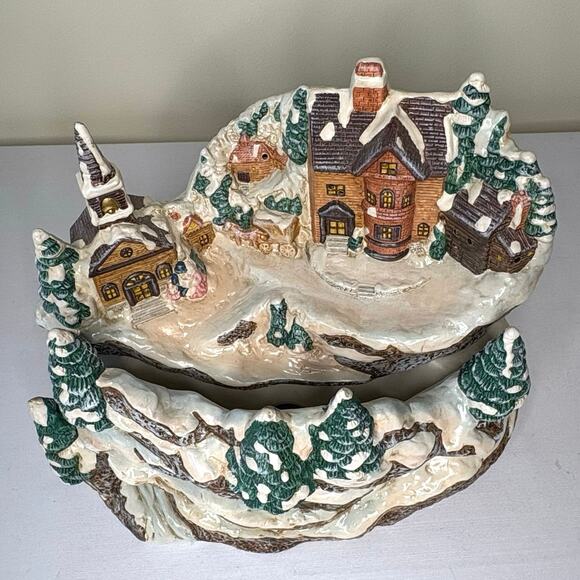 Vintage Studio 5 Christmas Dolomite 3 Piece Set UL House Scene With Box No Light - Picture 6 of 8